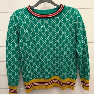 Frankie’s Melbourne Stylish Green Patterned Sweater